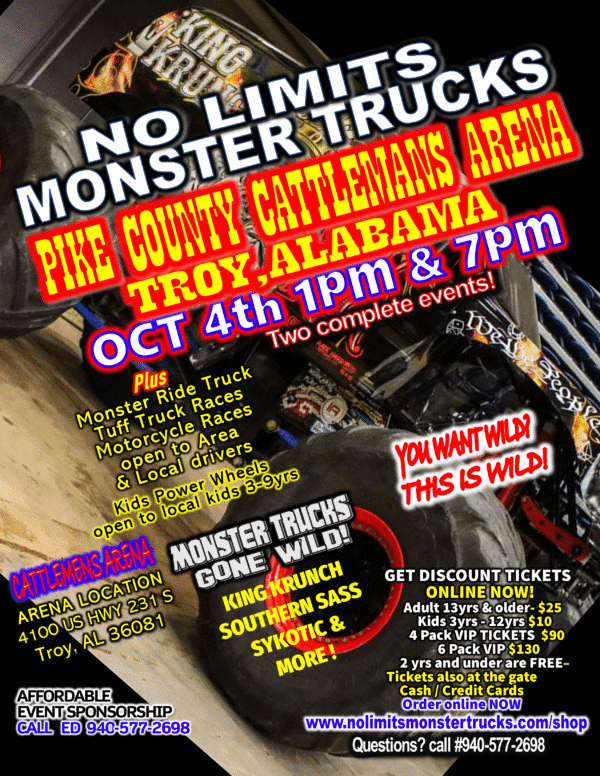 Troy, Ala OCT. 4th 7pm Gen Admission Kids 3-12yrs Saturday 7pm - Image 6