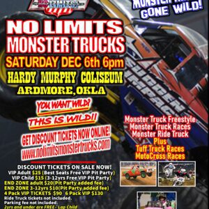 NO LIMITS MONSTER TRUCK 4 VIP Pak of Tickets(all ages) 7PM ARDMORE