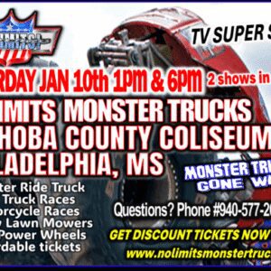No Limits Monster Trucks Jan 10th 6pm Adult 13yr and older