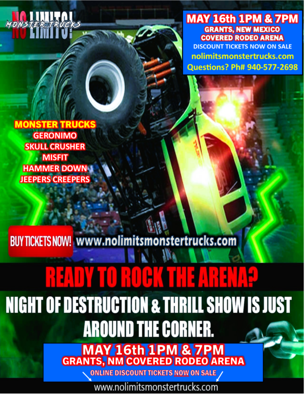 Grants, New Mexico May 16th 4 pack 1pm - No Limits Monster Trucks